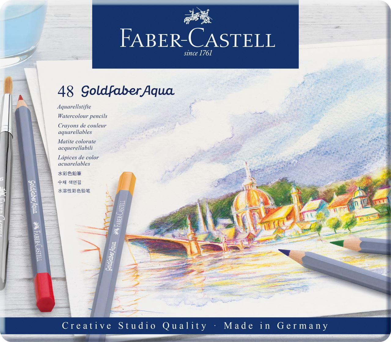 Faber-Castell Faber-Castell  Watercolour Pencils  Flat Tin Box 48 Pencils 