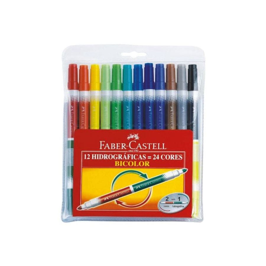 Faber-Castell - Fibre tip pen Bicolor wallet of 12