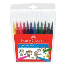 Faber-Castell - Fibre tip colour pen, wallet of 12