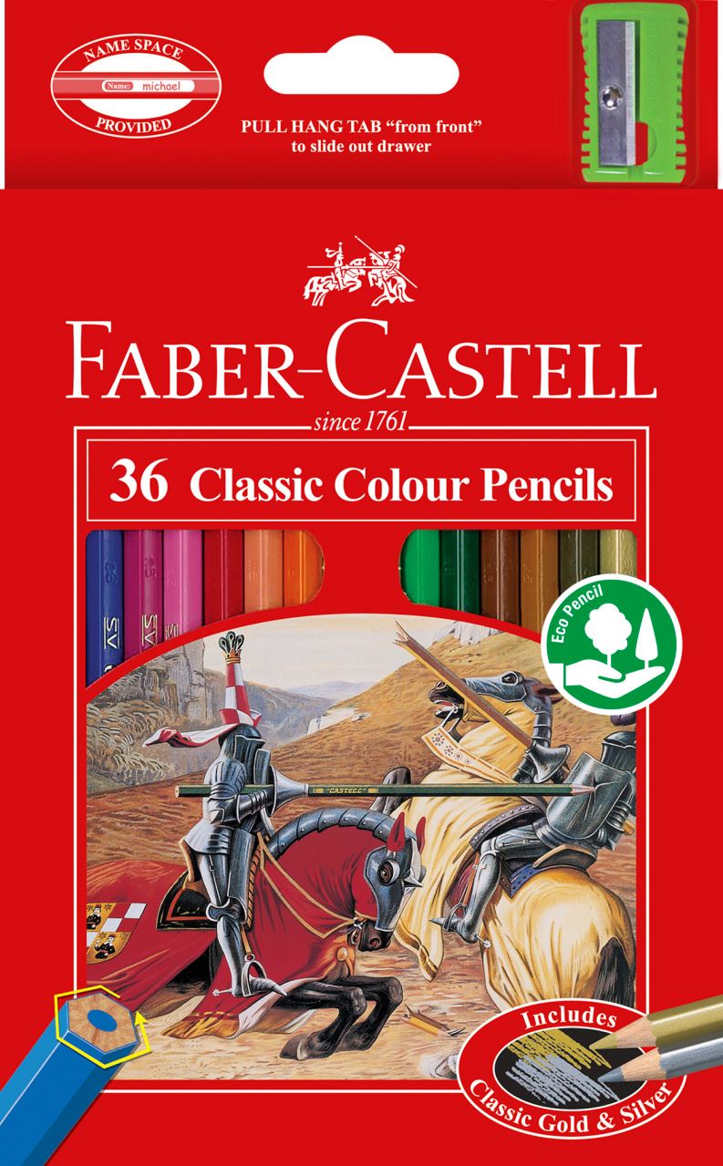Faber-Castell - 36 Classic Colour Pencils with sharpener