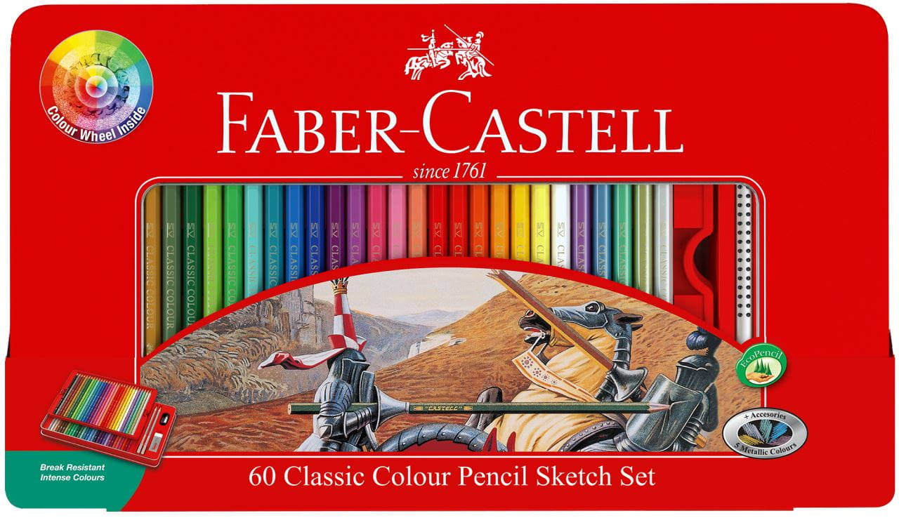Faber-Castell - 60 Classic Colour Pencils Sketch Set