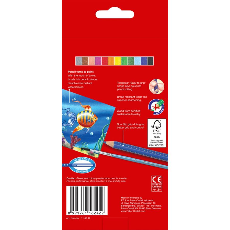 Faber-Castell - Grip watercolour pencil pack of 12