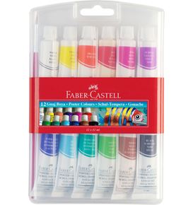 Faber-Castell - Gouache colours, colour tubes, plastic wallet of 12