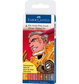 Faber-Castell - Pitt Artist Pen Brush India ink pen, wallet of 6, Shônen