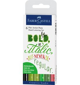 Faber-Castell - Pitt Artist Pen India ink pen, set of 6 Lettering, Green