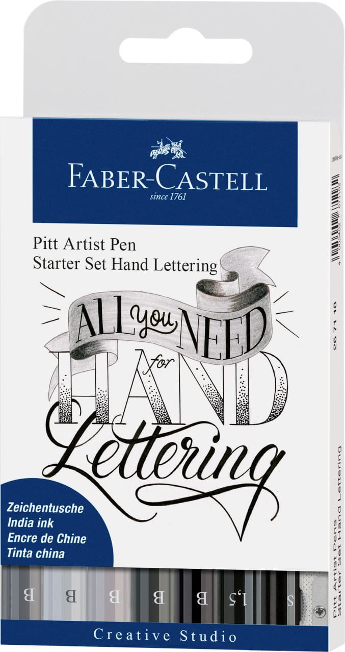 Faber-Castell - Pitt Artist Pen India ink pen, set of 8 Lettering, Start